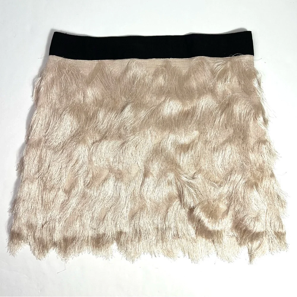 Sail to Sable Fringe Mini Skirt Cream Size 8